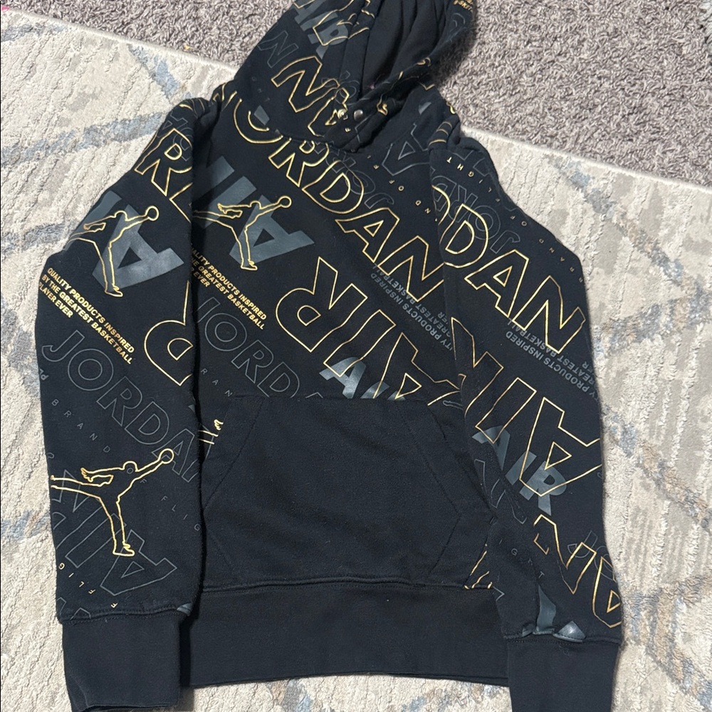Jordan Black Hoodie with Gold Accents